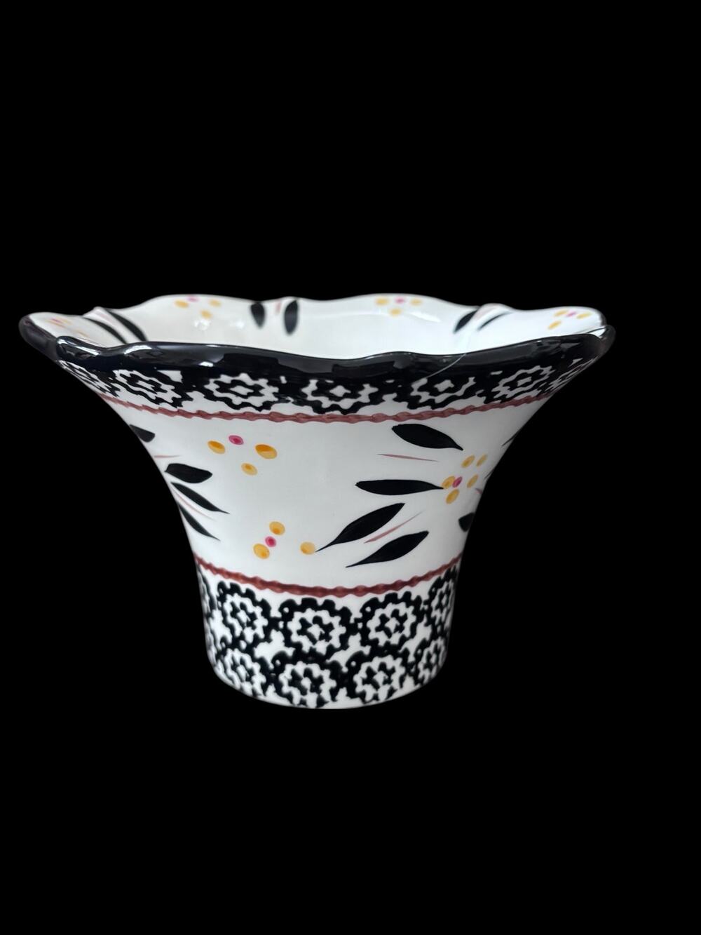 Temp-Tations Old World Black Ruffle Ridge Vase Country Farmhouse
